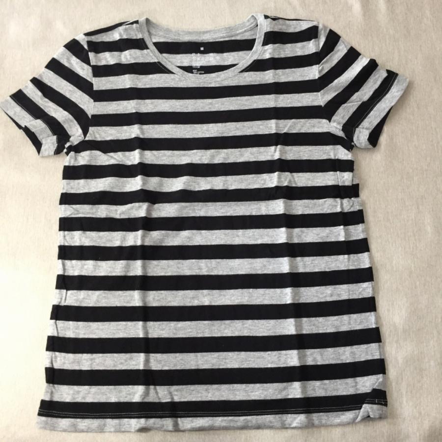 無印良品 Muji 半袖tシャツ レディース M 丸首 柄もの ボーダー柄 黒 グレー 美品 中古 送料198円 N リサイクルストア リセール 通販 Yahoo ショッピング