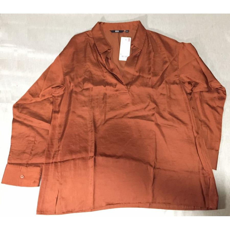 ユニクロ Uniqlo サテン スキッパー カラーブラウス 長袖シャツ レディース L ブラウン 茶 新品 未使用 送料198円 I 2 リサイクルストア リセール 通販 Yahoo ショッピング