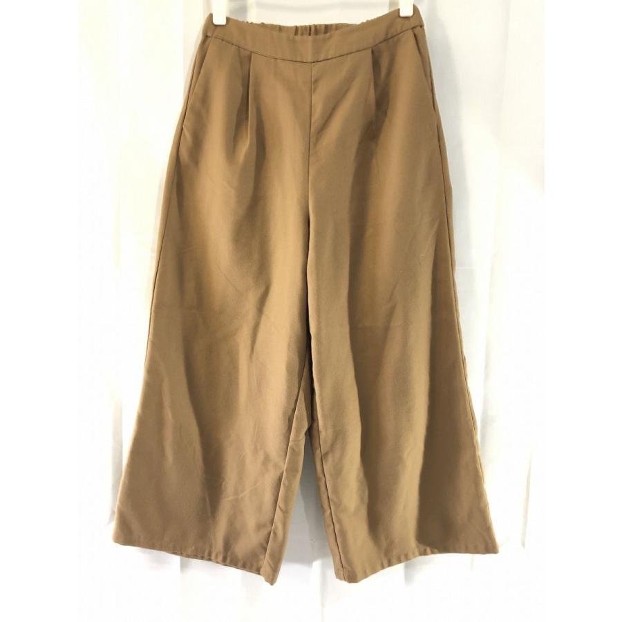 ネット限定 アースミュージックamp エコロジー Earth Music Amp Ecology レディース 無地 ワイド パンツ ベージュ M L やや美品 送料198円