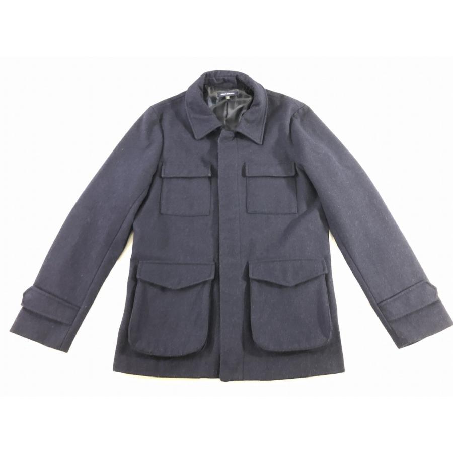 メンズ 長袖 ショート丈 コート 紺 M やや美品 送料790円 豊富なギフト