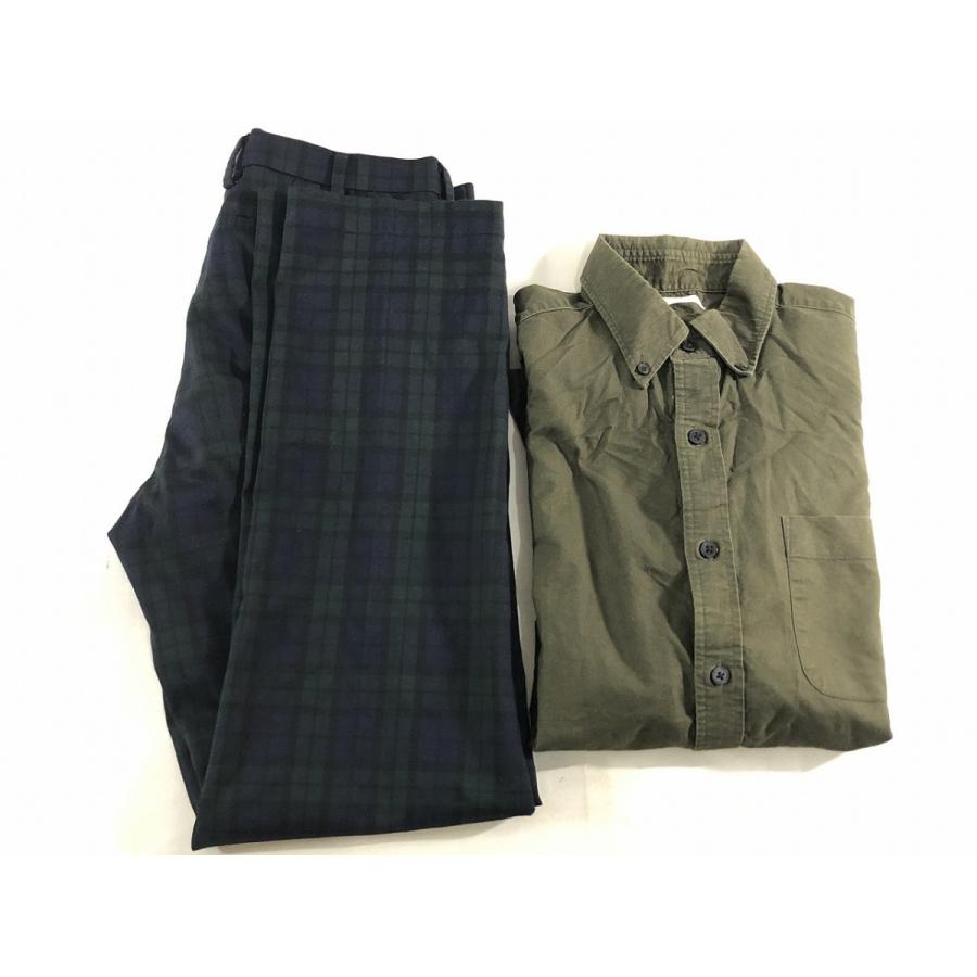 Gu 長袖 ボタンダウン シャツ 緑 Uniqlo チェック柄 パンツ 紺 2点セット M 美品 リサイクルストア リセール 通販 Yahoo ショッピング