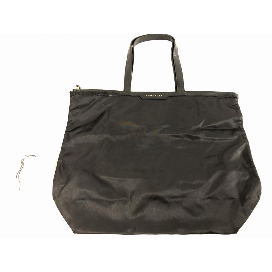 ANYA HINDMARCH アニヤハインドマーチ ナイロン トートバッグ HOMEWORK ブラック 黒 中古 Z2 230907714