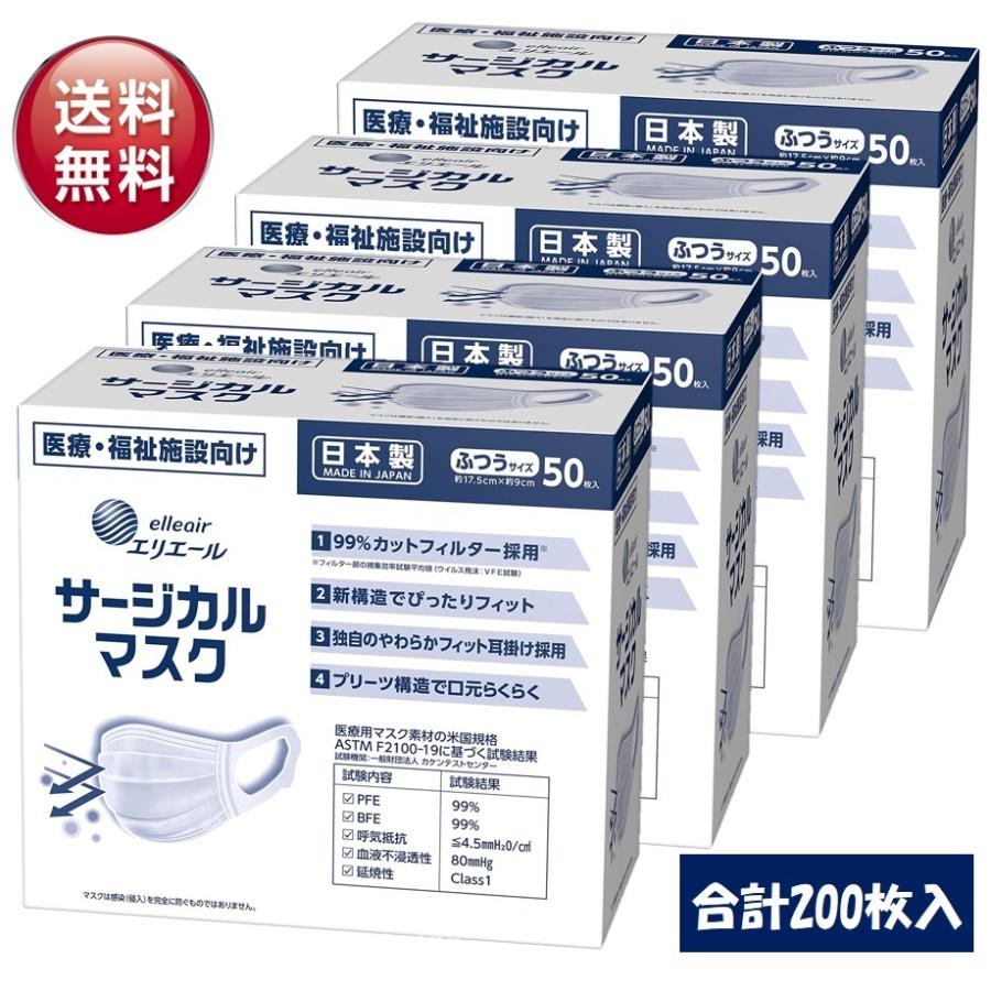 大王製紙 エリエール サージカルマスク ハイパーブロック マスク ふつう 50枚入×4箱(合計200枚) 日本製 不織布 使い捨て｜researchinmarkets｜02