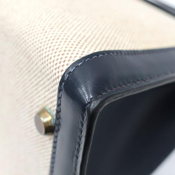 Kelly 【美品】HERMES／エルメス ケリー32 ボックスカーフ ネイビー 〇 