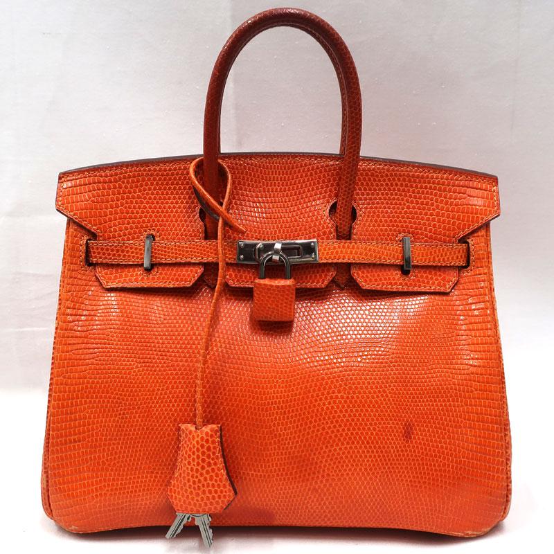 Birkin HERMES/エルメス バーキン25 リザード オレンジ □J刻印 Birkin HERMES/エルメス バーキン25 リザード オレンジ □J刻印