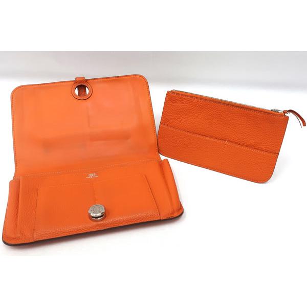 HERMES（エルメス） ドゴンGM トゴ オレンジ □I刻印 財布