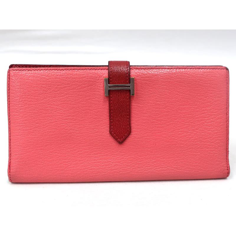 超美品】HERMES エルメス ベアンスフレ 赤 長財布 ルージュカザック
