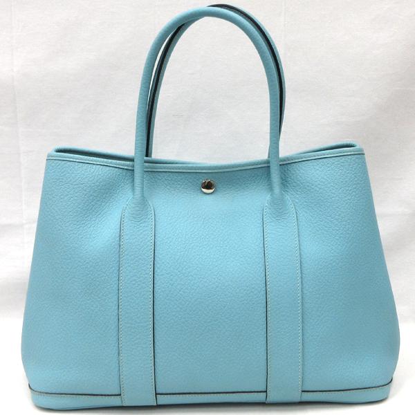 【美品】HERMES／エルメス　ガーデンパーティPM　カントリー　ブルーアトール　T刻印　トートバッグ　800010083_1