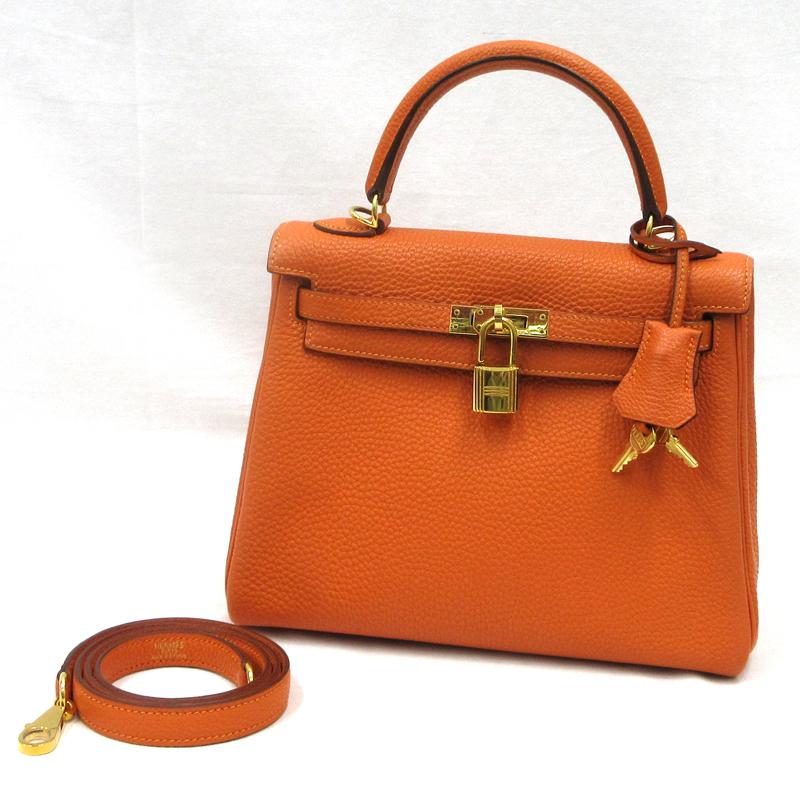 Kelly 【美品】HERMES／エルメス ケリー25 トゴ オレンジ □K刻印 