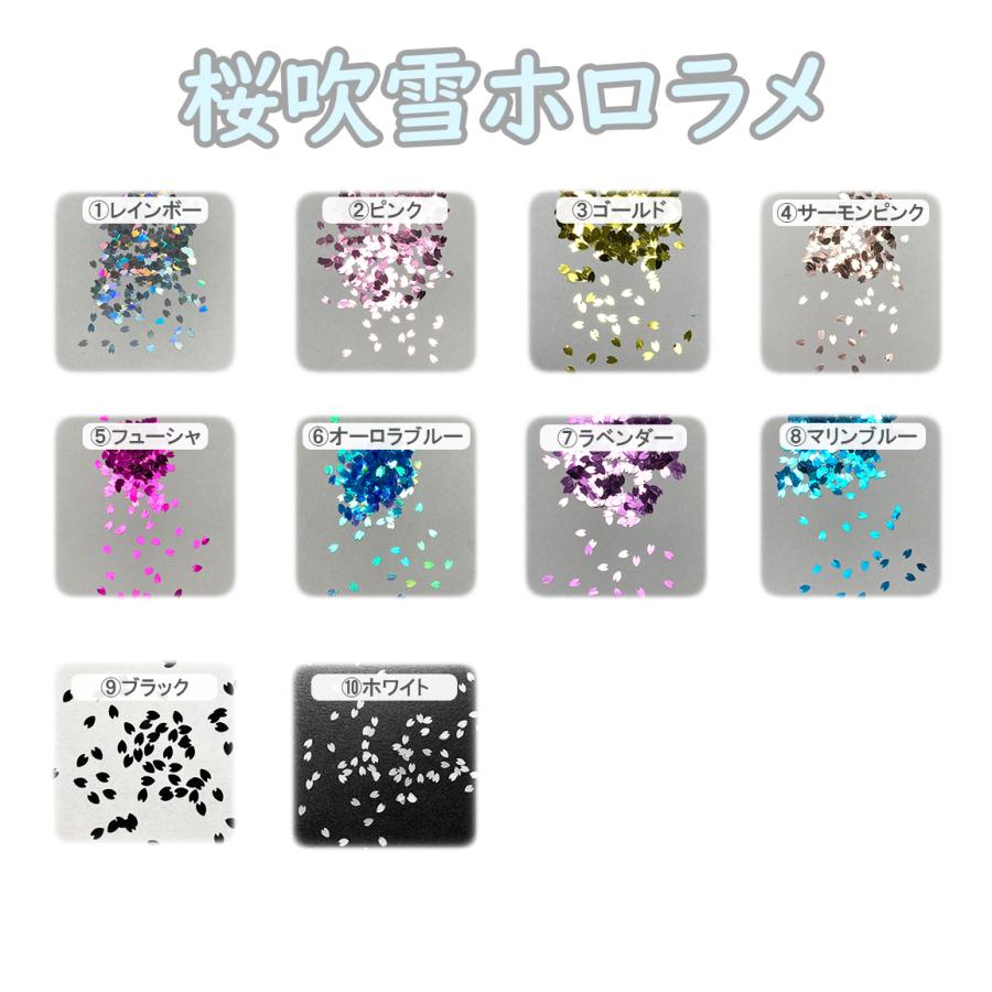 偉大な 桜吹雪ホロラメ 全10カラー 桜 花びら ホログラム ラメ UVレジン ピンクパウダーラメ入り桜のオーロラホログラム