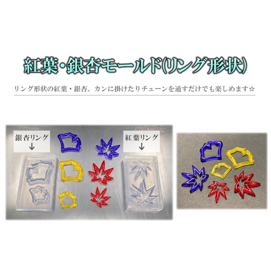 ジュエル紅葉・銀杏とリング形状のモールド 全6種 ☆ UVレジン 