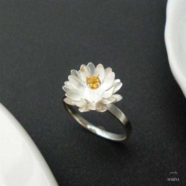 Lotus 蓮の花のリング - citrine silver -｜resortiara｜03