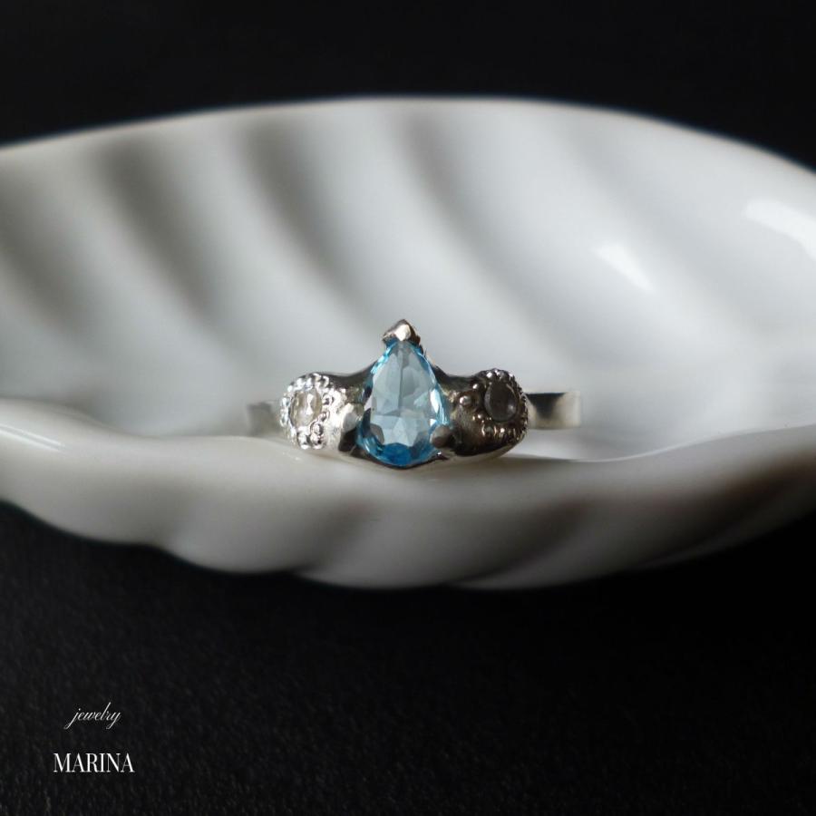 Antique silver Ring - blue topaz｜resortiara｜02