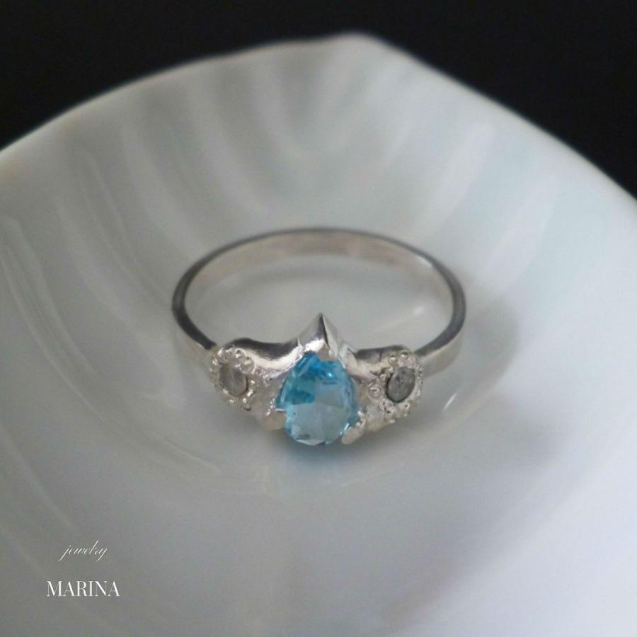 Antique silver Ring - blue topaz｜resortiara｜03