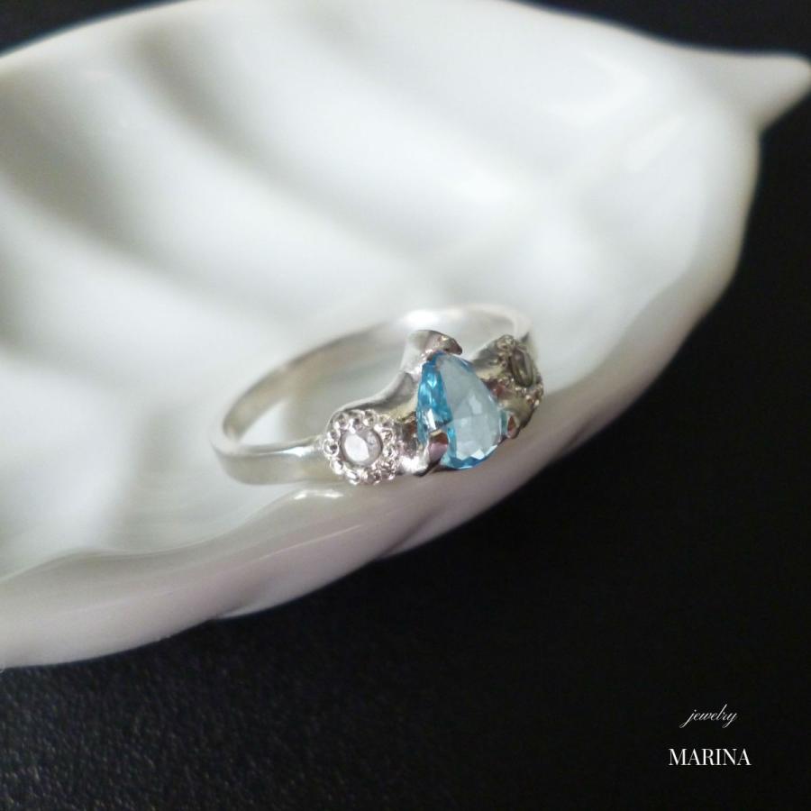 Antique silver Ring - blue topaz｜resortiara｜04