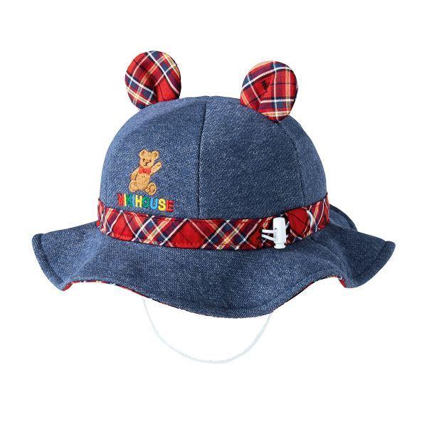 ミキハウス mikihouse 日よけ付き ハット 帽子 ( 46cm 48cm 50cm ）ベビー 赤ちゃん 幼児   女の子 男の子 0歳 １歳 ２歳 ３歳 UVカット 綿100％の画像