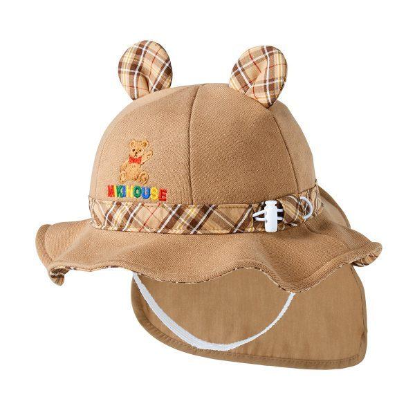 ミキハウス mikihouse 日よけ付き ハット 帽子 ( 46cm 48cm 50cm ）ベビー 赤ちゃん 幼児   女の子 男の子 0歳 １歳 ２歳 ３歳 UVカット 綿100％の画像