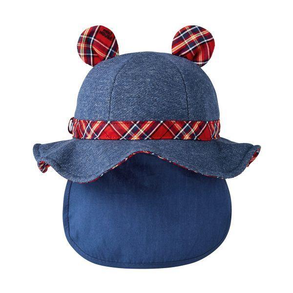 ミキハウス mikihouse 日よけ付き ハット 帽子 ( 46cm 48cm 50cm ）ベビー 赤ちゃん 幼児   女の子 男の子 0歳 １歳 ２歳 ３歳 UVカット 綿100％の画像