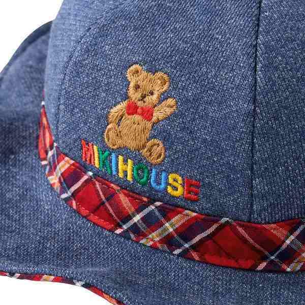 ミキハウス mikihouse 日よけ付き ハット 帽子 ( 46cm 48cm 50cm ）ベビー 赤ちゃん 幼児   女の子 男の子 0歳 １歳 ２歳 ３歳 UVカット 綿100％の画像