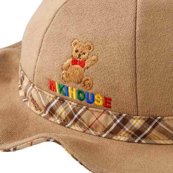 ミキハウス mikihouse 日よけ付き ハット 帽子 ( 46cm 48cm 50cm ）ベビー 赤ちゃん 幼児   女の子 男の子 0歳 １歳 ２歳 ３歳 UVカット 綿100％の画像
