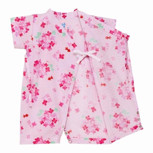 ミキハウス正規販売店/ミキハウス　mikihouse　女の子用　あじさい柄の甚平オール（S-M（60-80cm））｜respect-1｜08