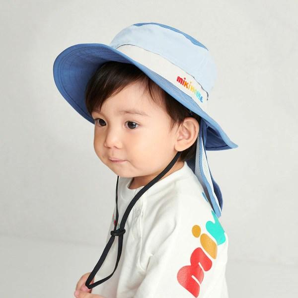 ●取り寄せ商品●ミキハウス　mikihouse　ミキハウスロゴ　日除け付き　ハット 帽子 ( 48cm 50cm 52cm 54cm ) 女の子 男の子 UVカット_1