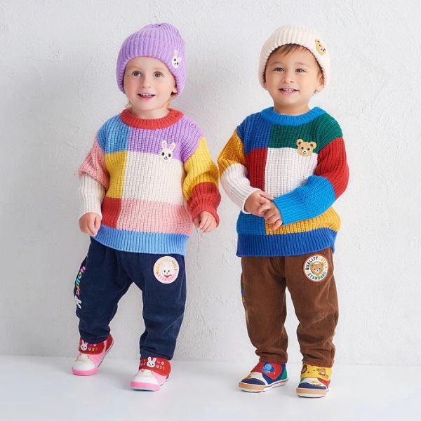 ●取り寄せ商品●ミキハウス mikihouse ニットフード ニット帽 帽子 ( 46cm 52cm ) 子ども用 男の子 女の子の画像
