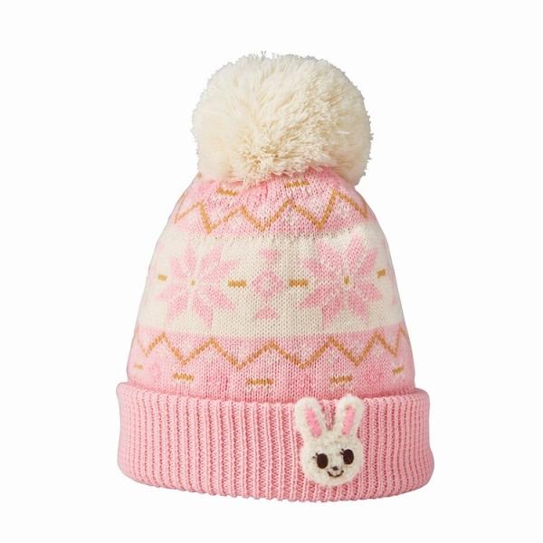 ミキハウス mikihouse 雪柄ニットフード（帽子）〈S-M（46cm-56cm）〉アウトレット ニット帽 子ども用 冬の画像