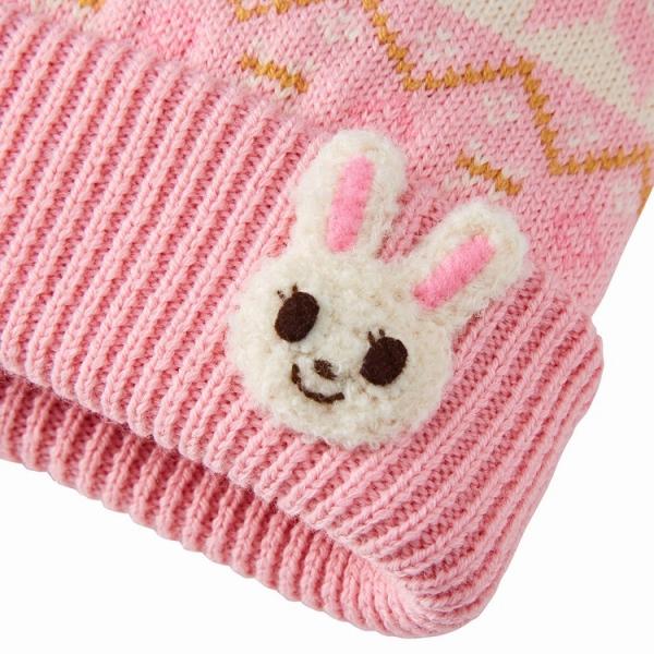 ミキハウス mikihouse 雪柄ニットフード（帽子）〈S-M（46cm-56cm）〉アウトレット ニット帽 子ども用 冬の画像