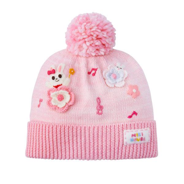 ミキハウス正規販売店/ミキハウス mikihouse うさこ ニット帽 フード 帽子 刺繍 手編み風（フリー（46-52cm））の画像