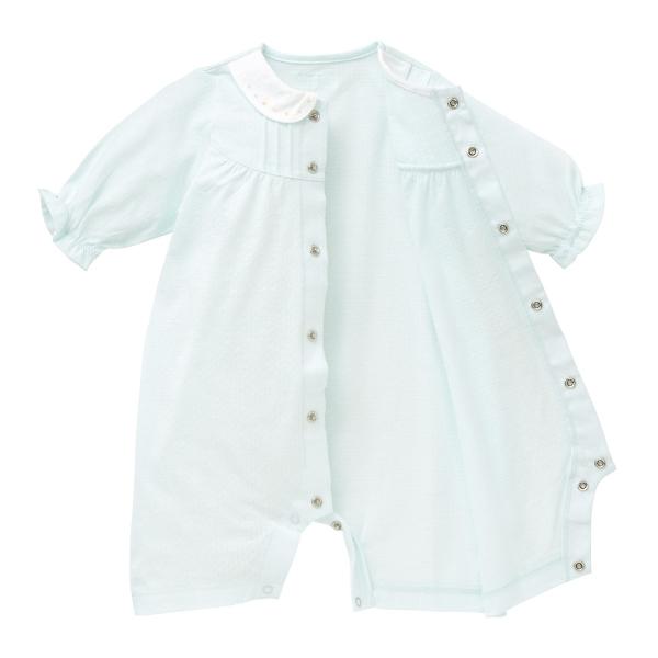 ●取り寄せ商品●ミキハウス ベビー mikihouse　夏のご退院にもおすすめ　衿つき ふんわり清楚なプレオール（50cm-60cm)の画像