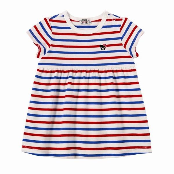 ミキハウス正規販売店 ミキハウス 80cm 130cm Double Bボーダー半袖ワンピース Everyday Mikihouse ダブルビー 大幅にプライスダウン ダブルビー