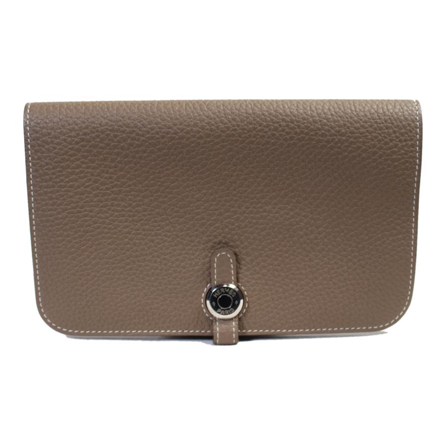 HERMES（エルメス） 美品 ドゴン デュオ GM 長財布 エトゥープ トゴ Z