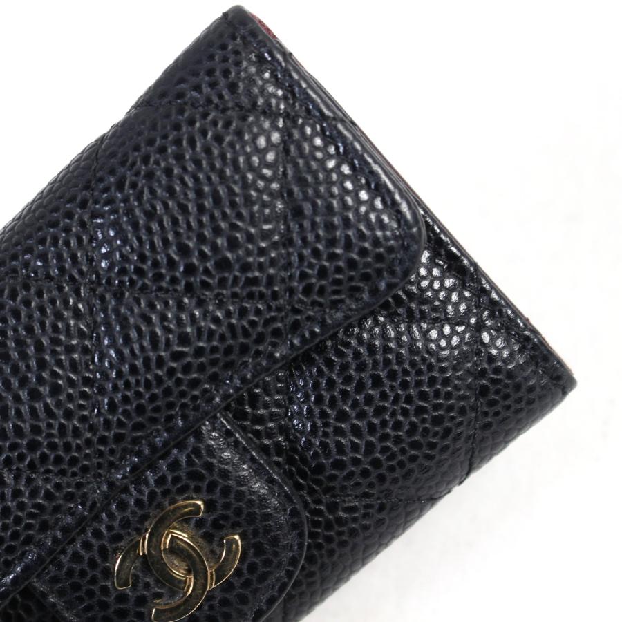 CHANEL（シャネル） 美品 マトラッセ キャビアスキン キーケース