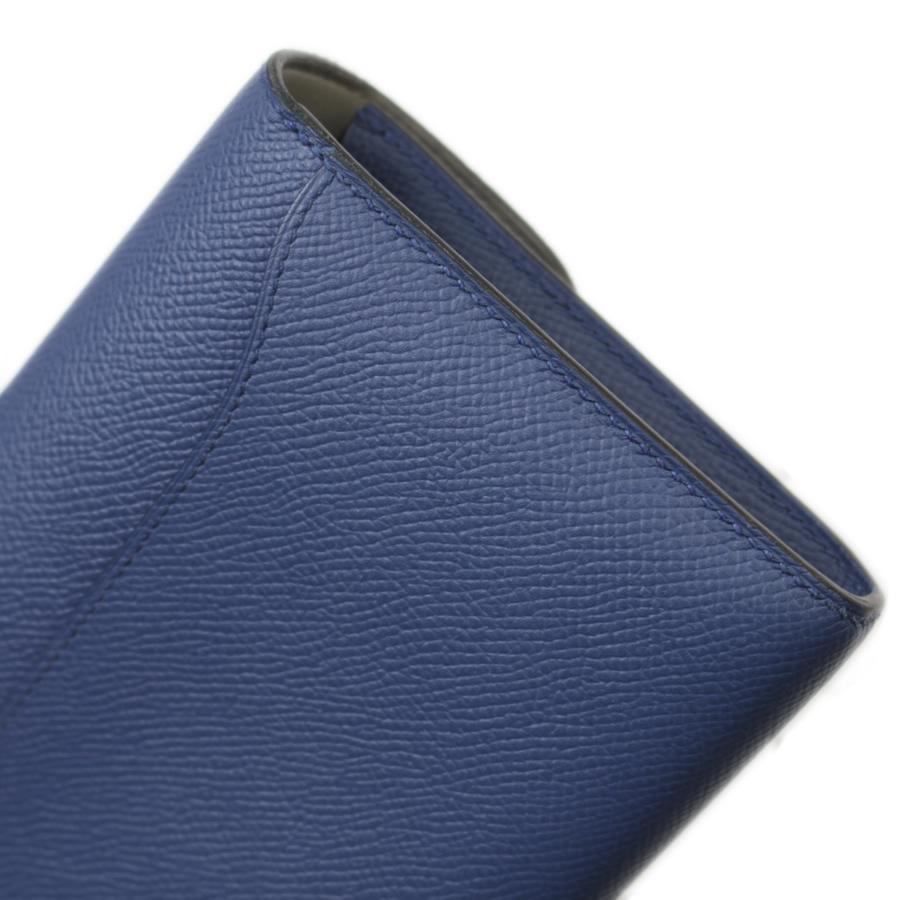 美品 エルメス HERMES コンスタンス ロング エプソン 長財布 ブルー