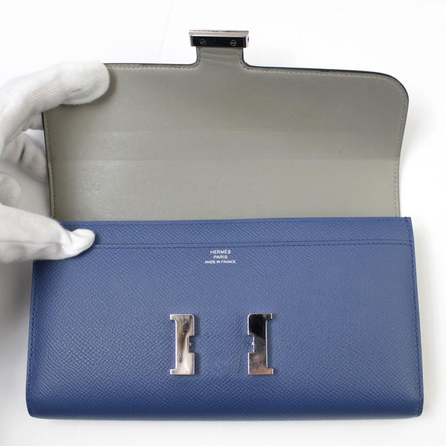 エルメス ■美品■ アザップロング 長財布 エプソン ブルー □R刻 箱 【531736】1 最高級美品】エルメス アザップロング シルクイン エプソン ブルー X