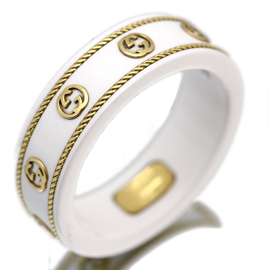 GUCCI 美品 グッチ アイコンリング 750 YG セラミック GGリング 750約  