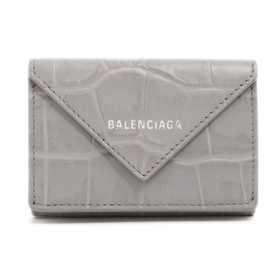 BALENCIAGA バレンシアガ ペーパーミニ クロコ 型押し 391446 グレー  