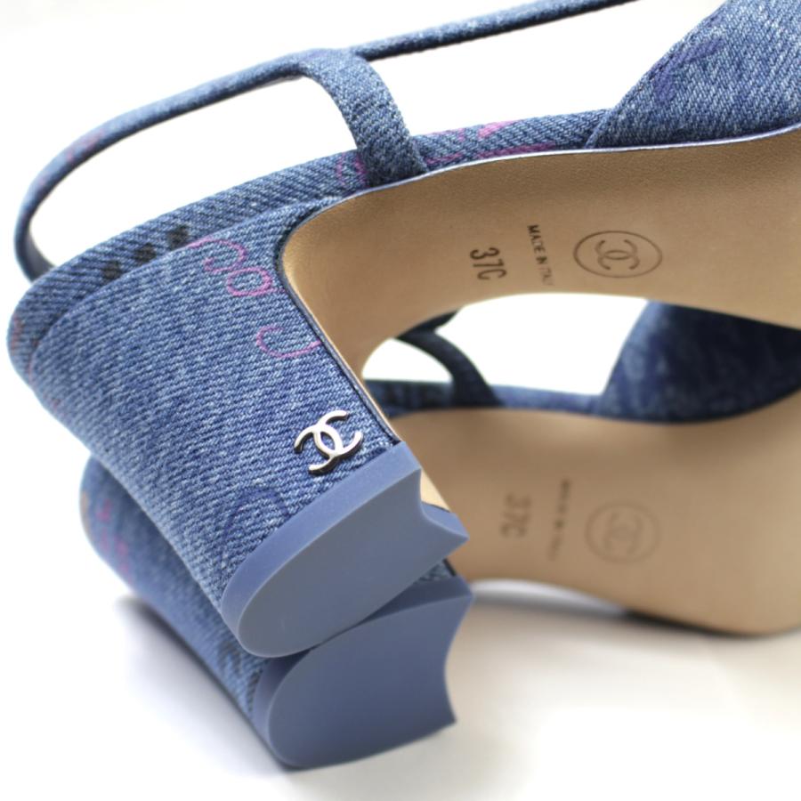 未使用品 シャネル CHANEL デニム パンプス ミュール サンダル 37 新作 