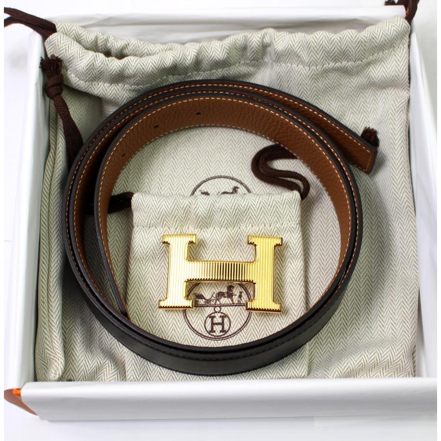 HERMES（エルメス） 新品 未使用品 Hベルト 黒 レザー＆ゴールド D刻印