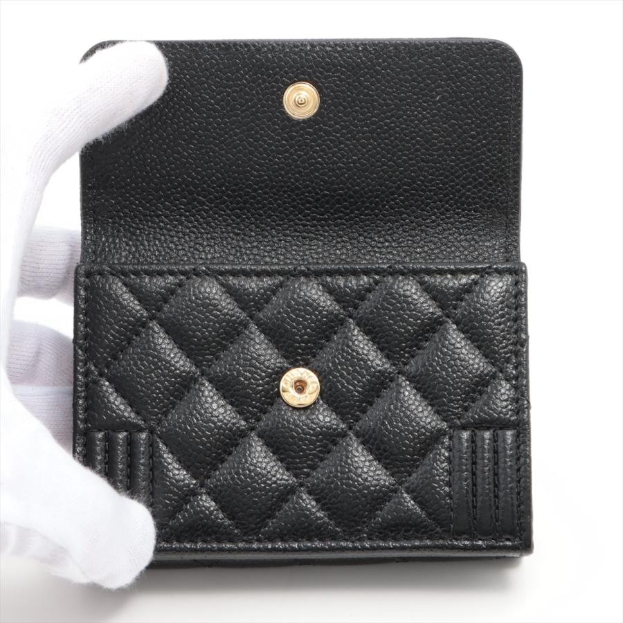 【未使用】 CHANEL ボーイシャネル キャビアスキン 三つ折り 財布 黒 シャネル ボーイシャネル スモール フラップ ウォレット ブラック