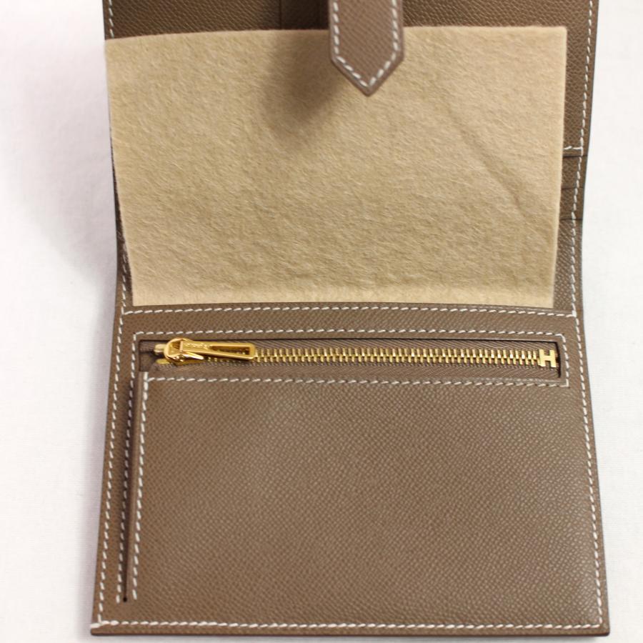 未使用品 エルメス ベアン コンパクト財布 エトゥープ エプソン B刻印 