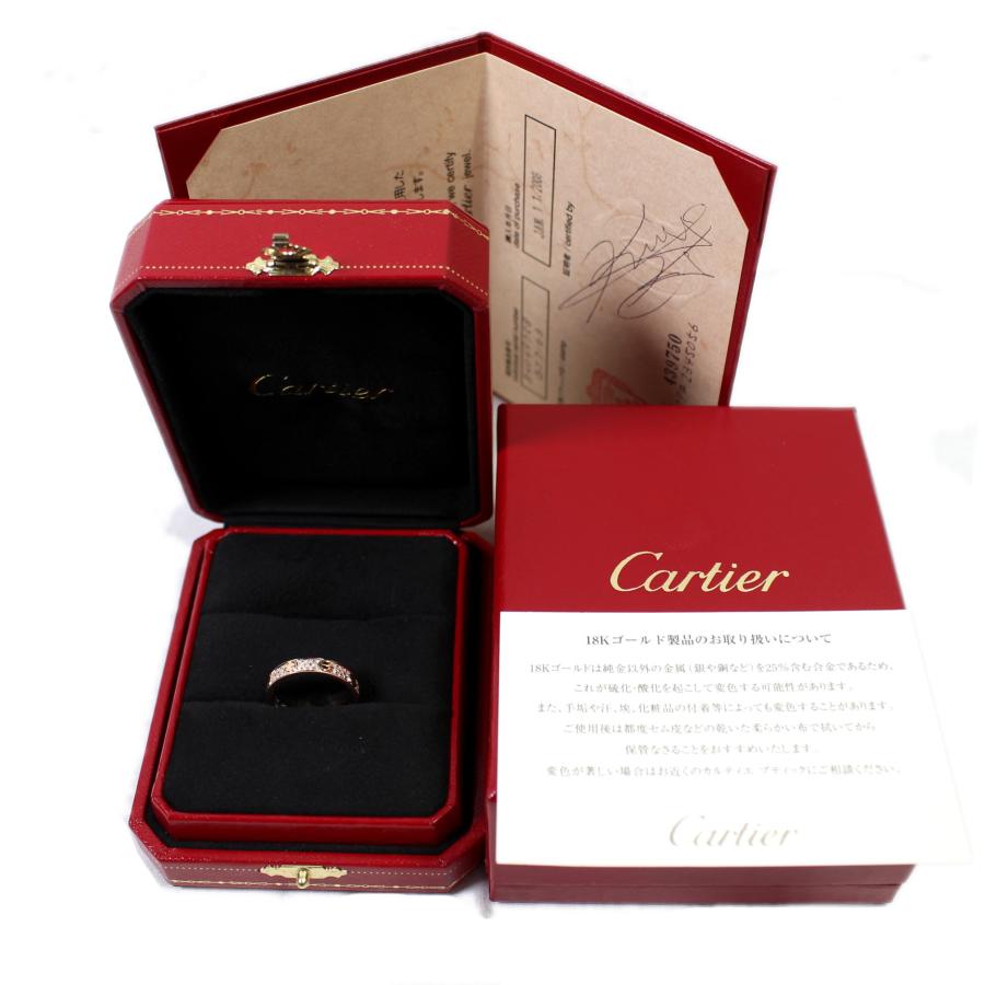 p*︎様 カルティエ ミニラブリング 750 PG フルダイヤモンド #50 新 Cartier（カルティエ） 美品 ミニラブリング 3列 アフターダイヤモンド