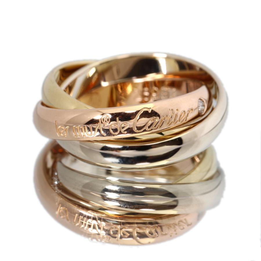 Cartier 美品 カルティエ トリニティ リング 750 純正 3Pダイヤモンド  