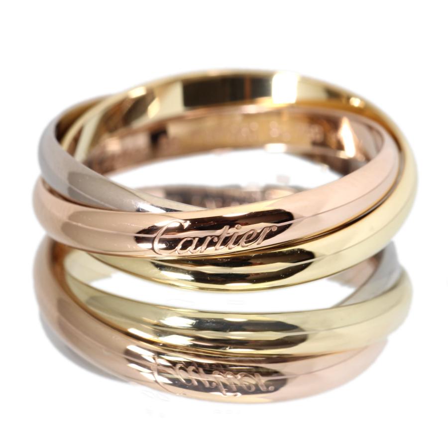 Cartier 美品 カルティエ トリニティ リング 750 SM 3連 表記 58約 18 