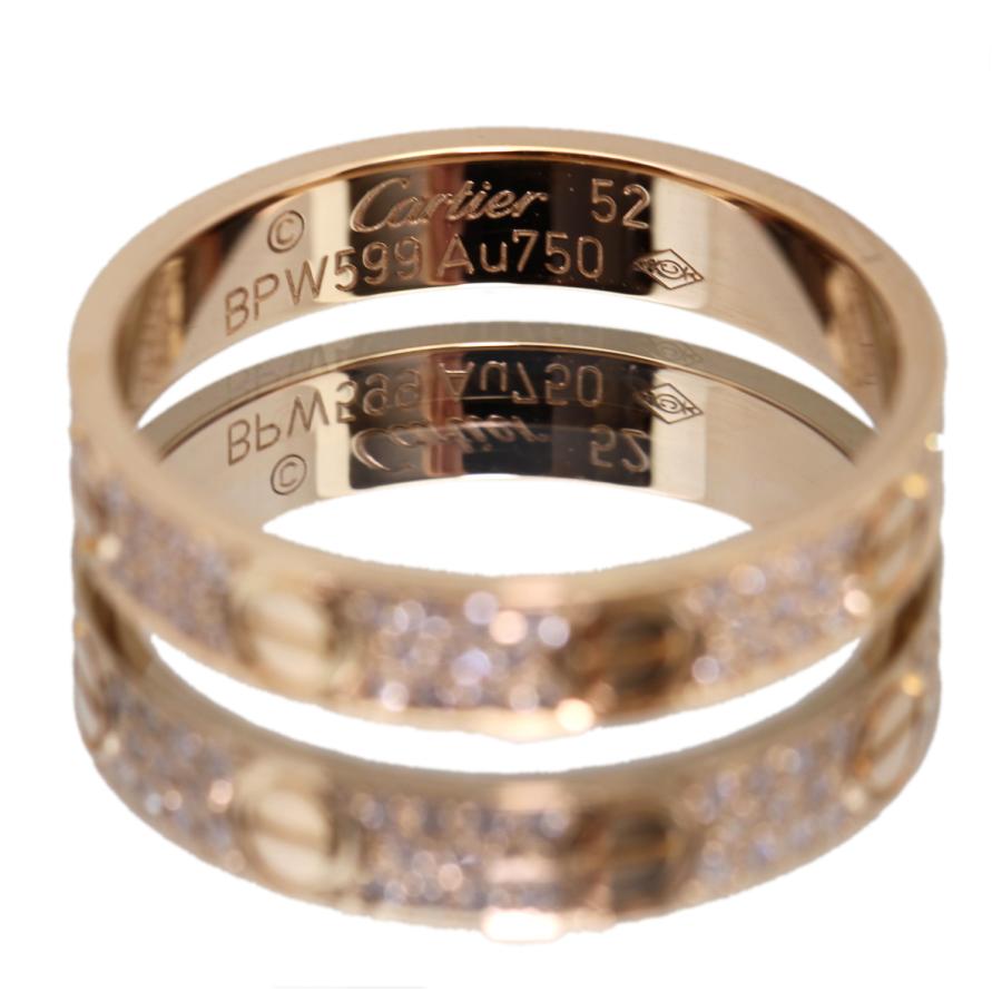 Cartier 美品 カルティエ ミニラブリング 3列 アフターダイヤモンド  