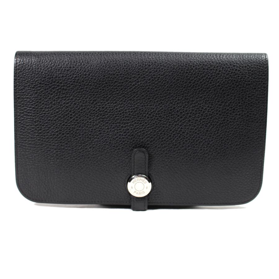 HERMES 美品 エルメス ドゴン デュオ GM 長財布 ノワール トゴ Y刻印 