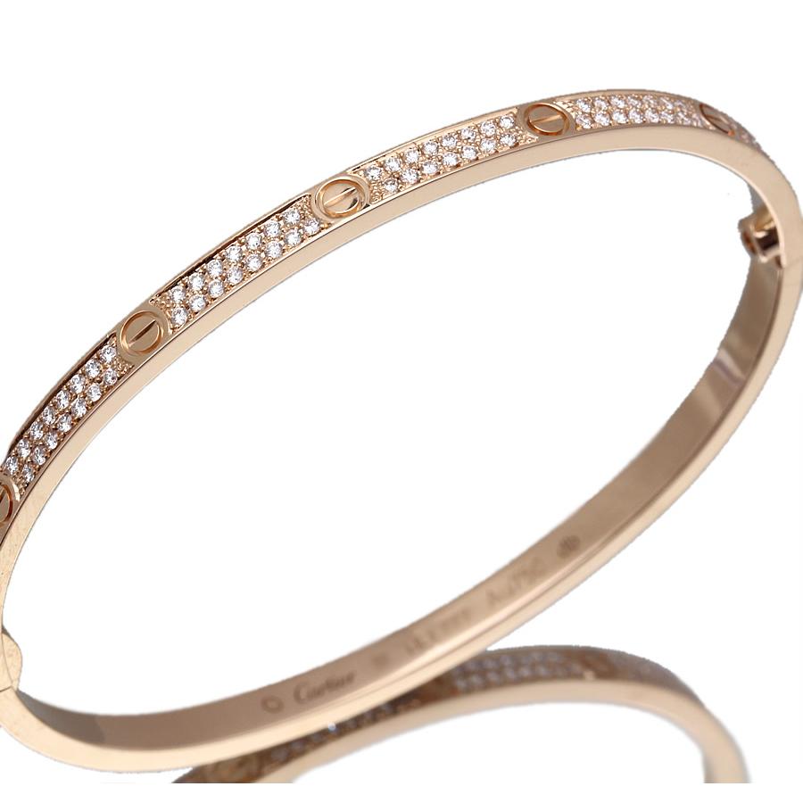 カルティエ　ラブブレス　アフターダイヤ Cartier（カルティエ） 美品 ラブブレス SM 新型 PG アフターパヴェ