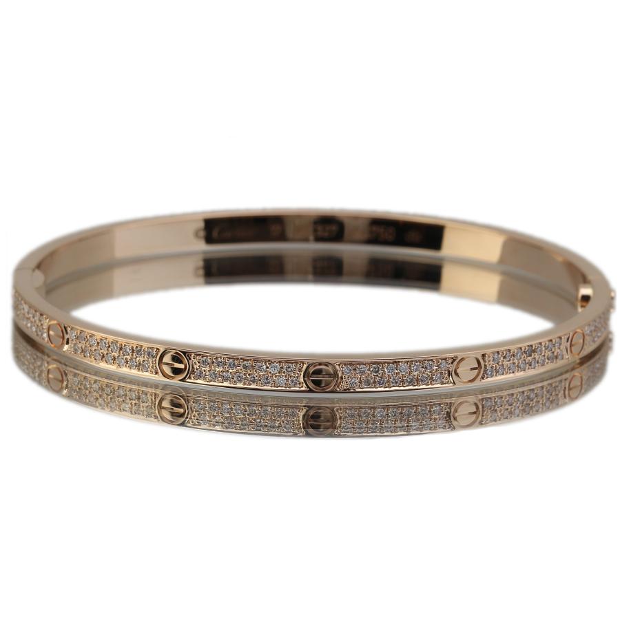 Cartier 美品 カルティエ ラブブレス SM 新型 PG アフターパヴェダイヤ