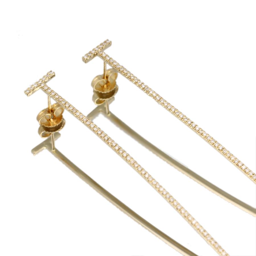 TIFFANY&Co. ピアス ティファニー 750 ダイヤモンド シグネチャー TIFFANY&Co.（ティファニー） 美品 TIFFANY＆CO．T スマイル バー